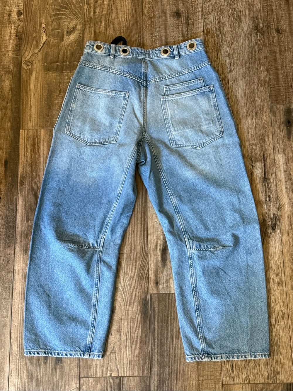 We The Free Low-Slung Moxie Barrel Jeans - Blue Patchwork - Picture 2 of 3